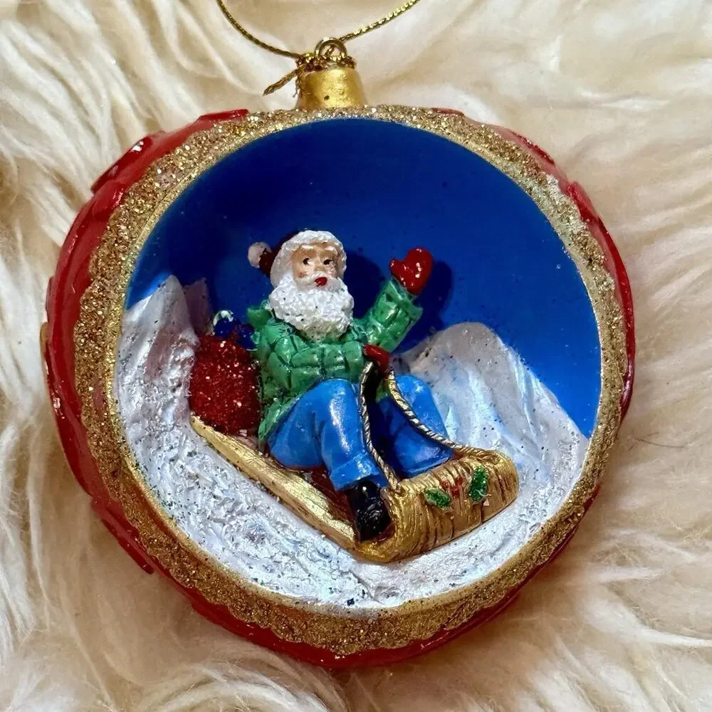 Danbury Mint Santa At The North Pole Sleigh Ride Christmas Ornament Collectible